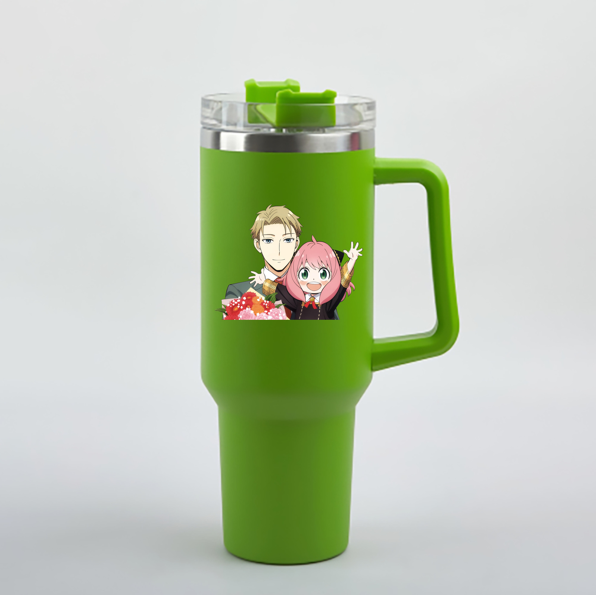 （画像用） SPY×FAMILY间谍家家酒 1200mL車用タンブラー - クリスタルステッカー（プラスチックストロー付き）